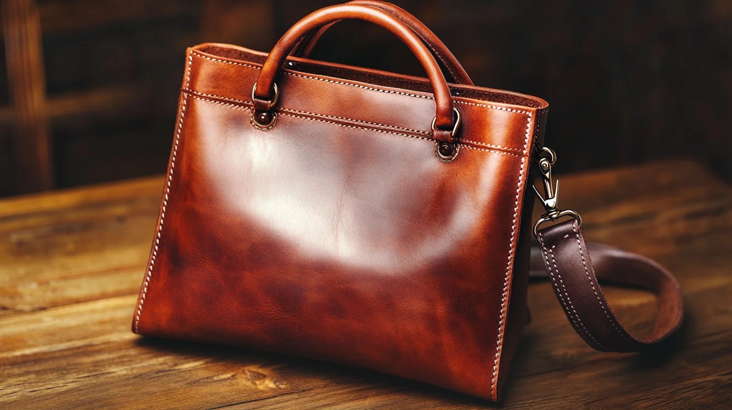 Détails artisanaux d'un sac en cuir noir vintage