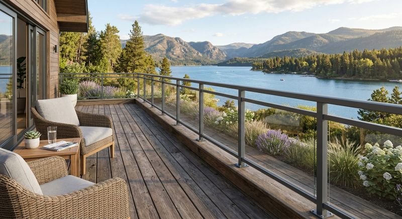terrasse bois et garde-corps aluminium