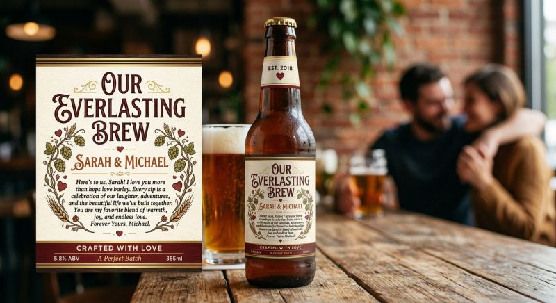 étiquette de bière personnalisée avec message d'amour