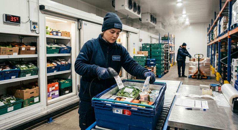 logisticien préparant une commande réfrigérée