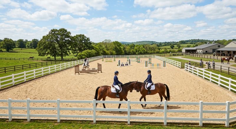 carrière d'équitation entourée d'une clôture