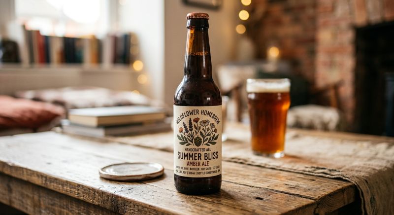 bouteille de bière avec étiquette maison design