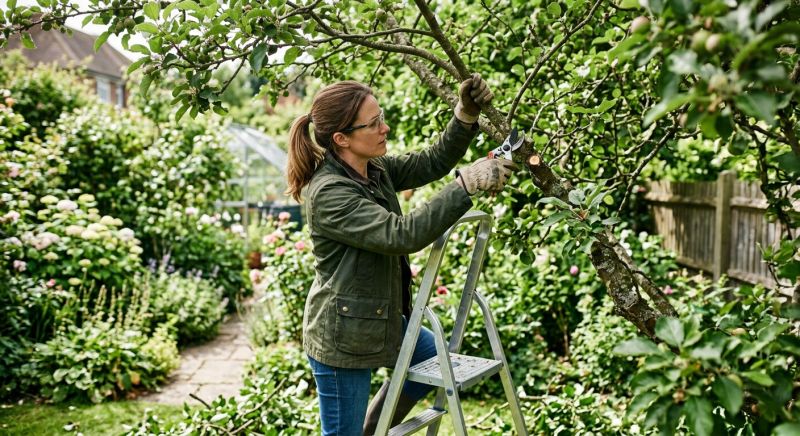jardinier taillant des branches d'arbre avec sécateur d'élagage