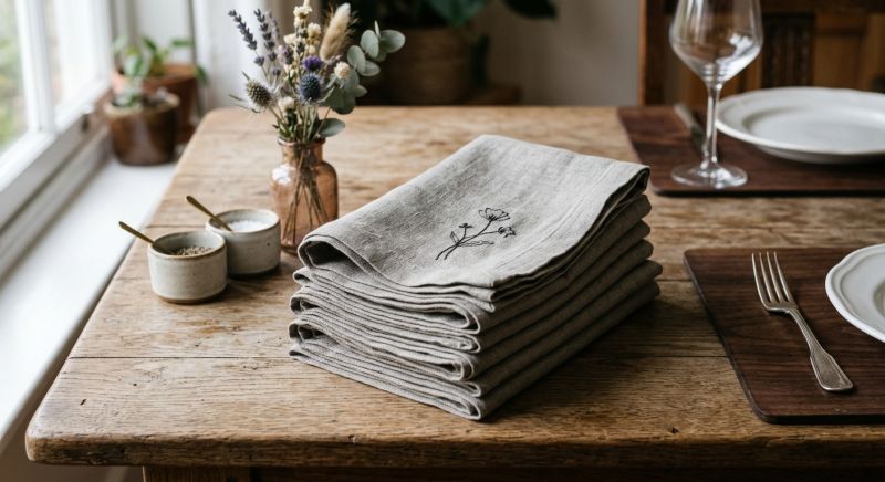 serviettes en tissu pliées