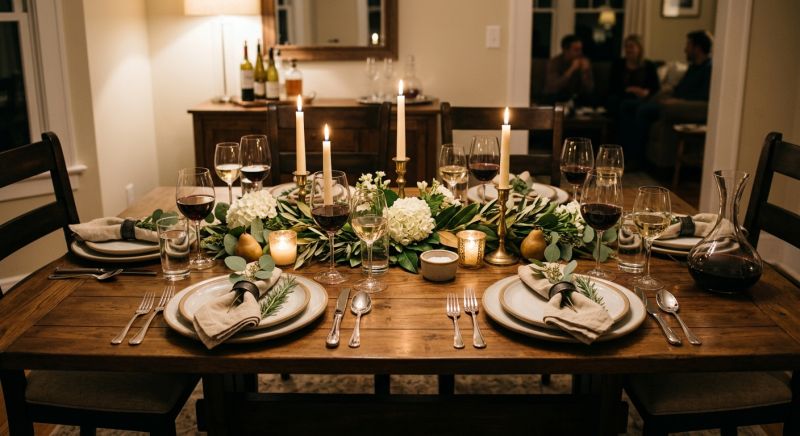 table dressée dîner