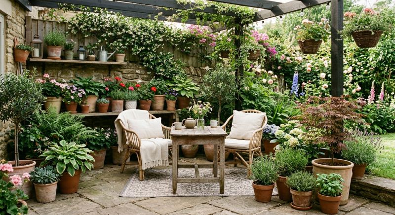 patio aménagé avec plantes