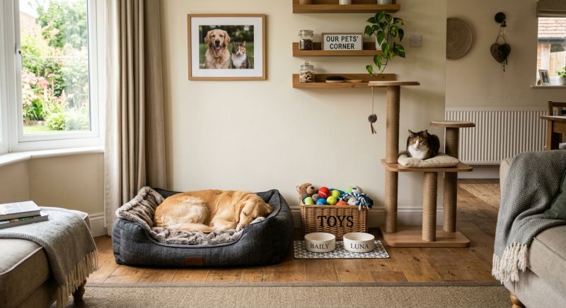 coin aménagé pour animaux de compagnie dans une maison