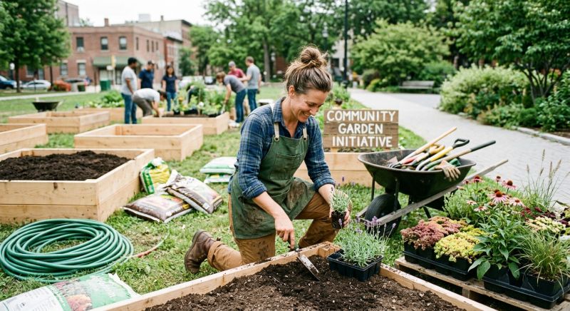 jardinier équipant un espace vert