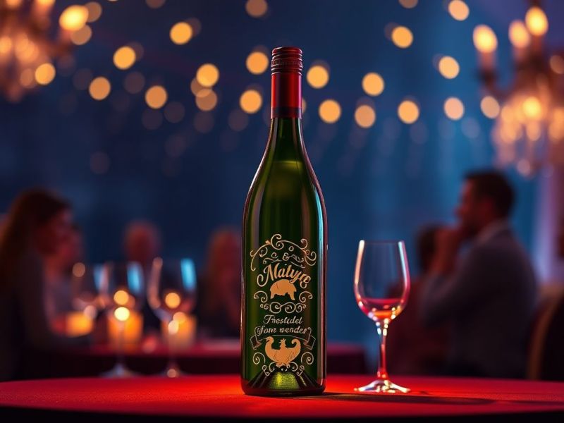 animation événementielle et bouteille de vin gravée