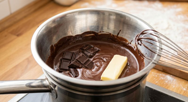 préparation d'un fondant au chocolat en cuisine