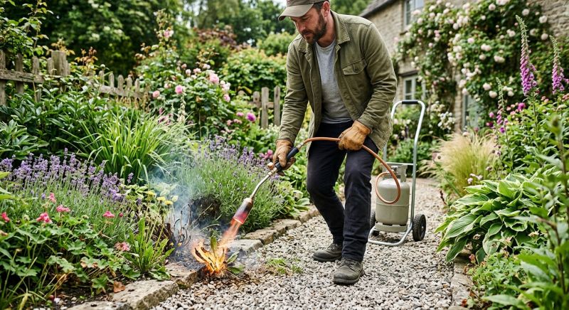 outil thermique de jardin en action