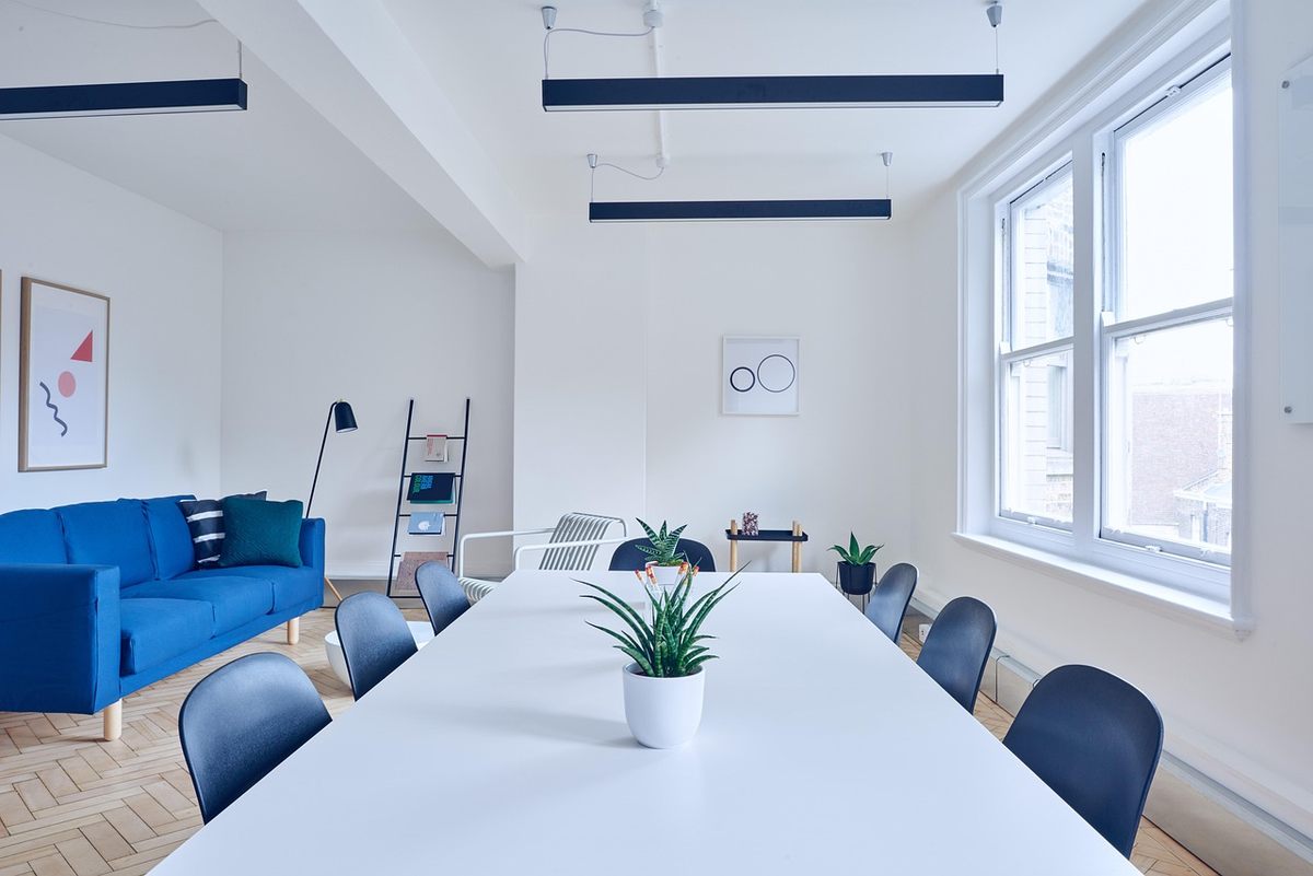 Canapé, tasse de café et plante verte dans un coin détente